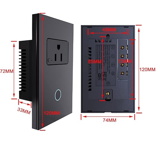 Smart WiFi Light Switch, No Hub Required, Compatible with Alexa and Google Assistant, Single Pole, White (Black-one), ky-861+2