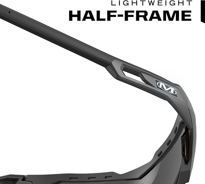 Mechanix Wear: Vision Type-E Safety Glasses with Advanced Anti Fog, Scratch Resistant, Black Half Framed Protective Eyewear, Lightweight, Adjustable Arms and Nose, For Outdoor Use (Fire Mirror Lens)