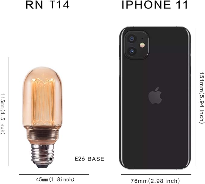 Smart WiFi Decorative Tube LED Light Bulb, 3.8W Amber RN Vintage Edison LED Bulb, T45, Dimmable Soft Warm 2000K, E26 Base, No Hub Required, Compatible with Alexa and Google Home Assistant