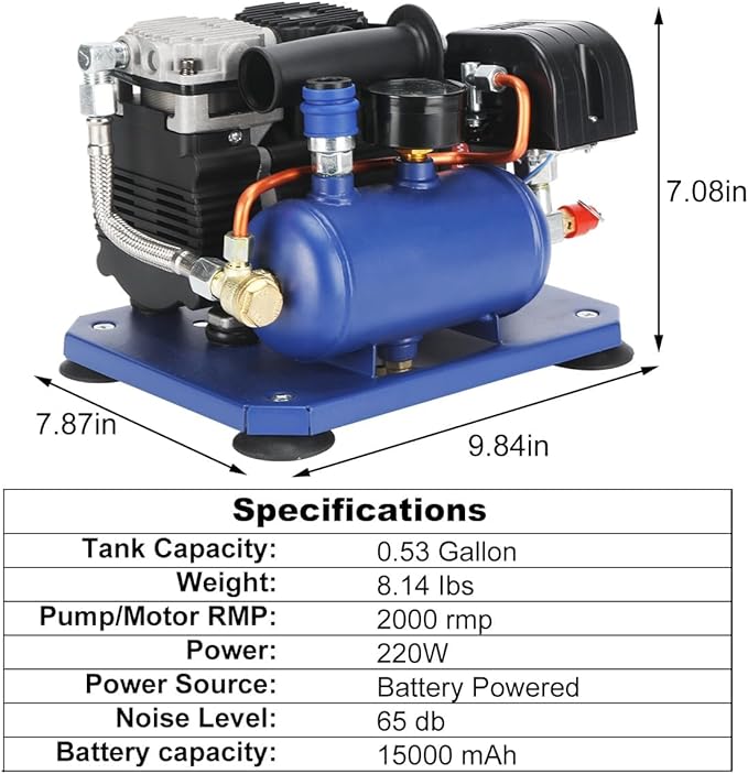 Electric Air Compressor Cordless, Quiet Portable Air Compressor For Woodwork Nailing, Garage, Car, Pneumatic Tool