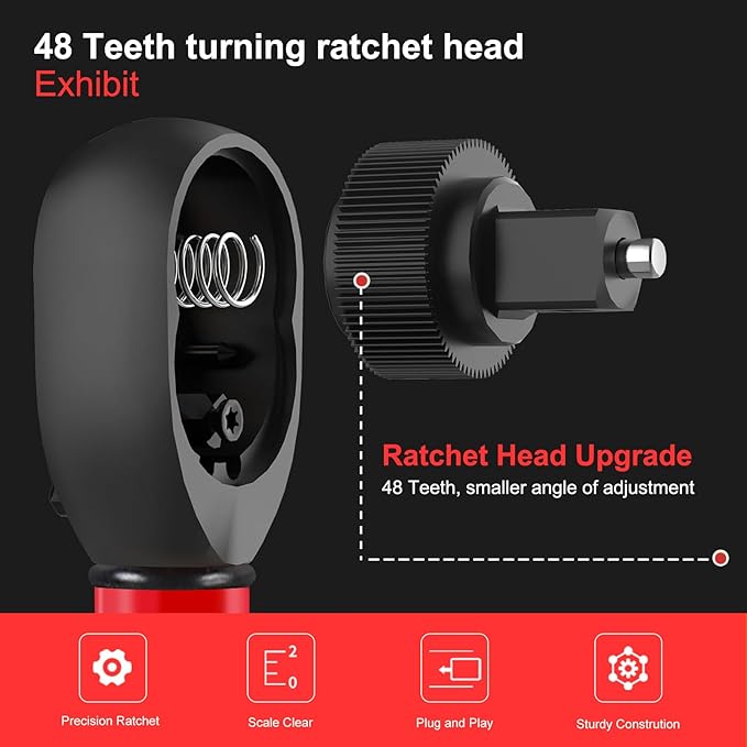 3/4 Torque Wrench,3/4 Drive Torque Wrench-30-350 Ft-Lb(40.7-474.3Nm) Dual Scales,Precision Instruments Torque Wrench Pre-Calibrated Accuracy+-3%,48-Tooth Dual-Direction for Auto & Machinery