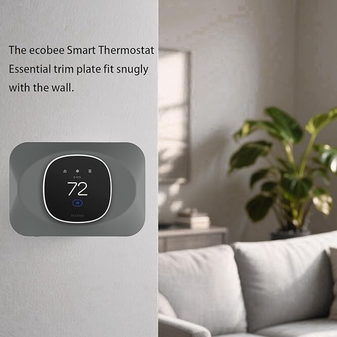 Wall Plate Cover Compatible with New 2025 Ecobee Smart Thermostat Essential, Practical Ecobee Thermostat Trim Kit, Programmable WiFi Thermostat Accessory (1, Gravel Gray)