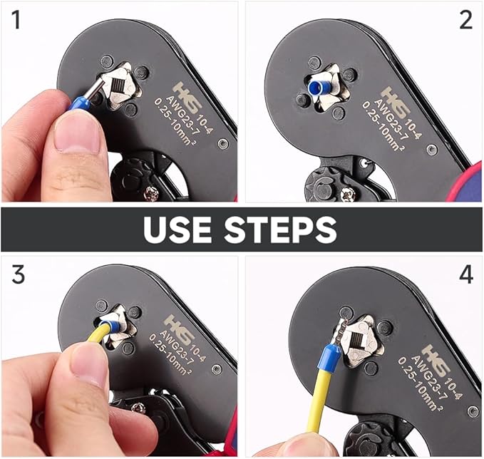 HKS Ferrule Crimping Tool Kit - Square Ferrule Crimper Plier (AWG 23-7) with Muti-use Wire Stripper & 1900pcs Wire End-Sleeves Terminals Kit in Box