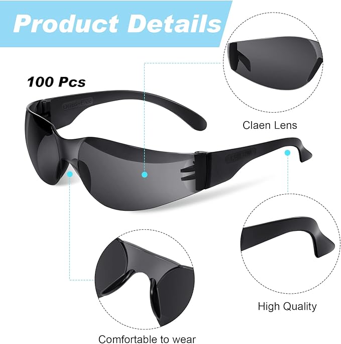100 Pack Safety Glasses Bulk Protective Eyewear Goggles Eye Protection for Men Women Work Science Lab Construction