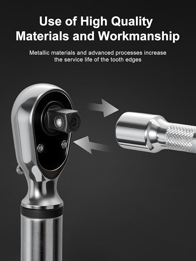 GROWNEER Digital Torque Wrench Set, 1/4" Drive 1.1-22.1 Ft-lbs/1.5-30Nm & 3/8'' Drive 7.38-147.5 Ft-lbs/6.8-135Nm Electronic Torque Wrench Combo with Buzzer & LED Indicator for Motor Car Repair