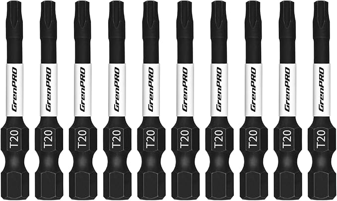 Screwdriving Power Bits T20-2IN*10pcs Torx Head Bit Set,High Impact Tough Magnetic #20 1/4 Inch Hex Shank S2 Alloy Steel Star Bits Set,2" Long Drill Bit.