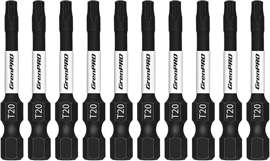 Screwdriving Power Bits T20-2IN*10pcs Torx Head Bit Set,High Impact Tough Magnetic #20 1/4 Inch Hex Shank S2 Alloy Steel Star Bits Set,2" Long Drill Bit.