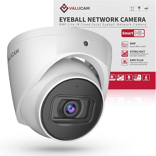 8MP IP Camera, DMSS/SmartPSS Lite, 4K PoE Turret Outdoor Starlight Camera with Mic Audio, Human/Vehicle Detection, IVS, Intrusion Tripwire Alarm, 2.8mm 125°Wide Angle, Metal IP67, H265+, 256GB