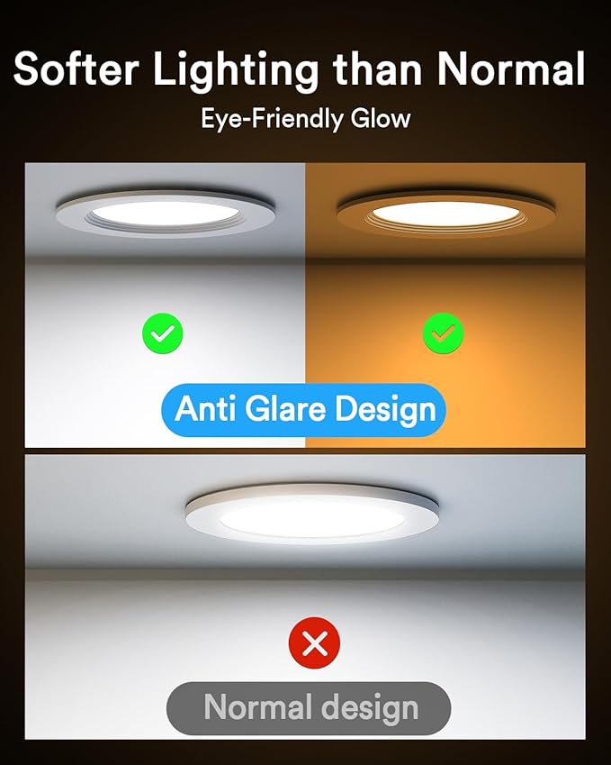 Lumary 6 Inch Smart WiFi Recessed Lighting, RGBWW Canless LED Wafer Downlight, 13W 1000Lm Color Changing, Ultra-Thin w/Anti-Glare Baffle, Compatible with Alexa/Google/Remote-Included, 1PC