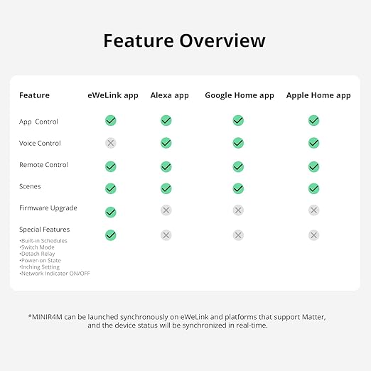 SONOFF MINIR4M 10A Matter Smart Switch,Universal DIY Module for Smart Home Automation Solution, Work with Alexa & Google Home,1 Pack