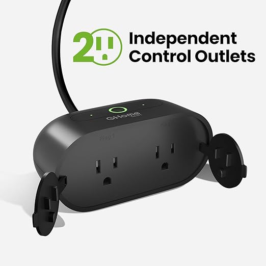 GHome Smart Outdoor Plug Wi-Fi Outlet, Dual Individual Sockets Smart Plug with IP64 Waterproof, Works with Alexa Google Assistant & SmartThings, No Hub Needed for Smart Home Control, 2.4G WiFi Only