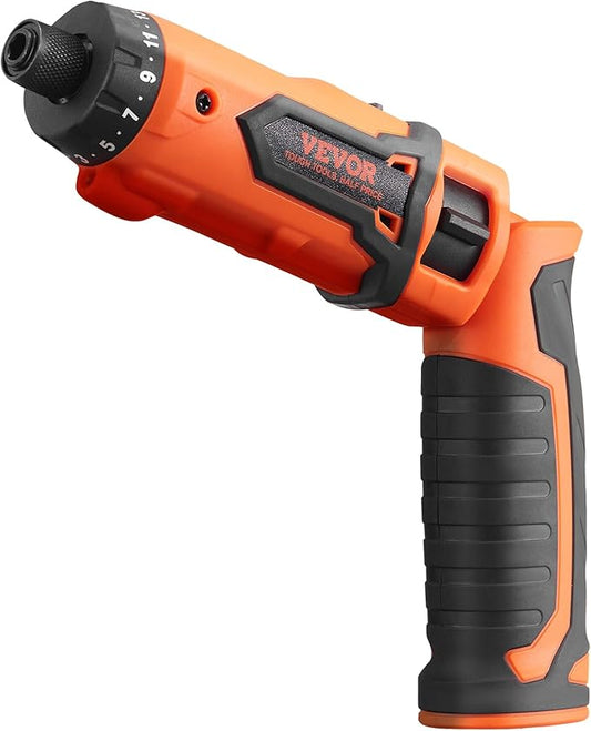 VEVOR Cordless Screwdriver,4V 7Nm Electric Screwdriver Rechargeable Set with 12 Accessory Kit and Charging Cable,Screw Gun with 20+1 Torque Setting & Twistable Handle for Home DIY.