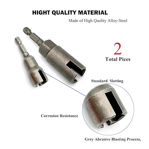 2 Pcs 1/4" 5/16" 3/8" Wing Nut Driver Wing Nut Drill Bit Socket Wrenches 1/4 inch Hexagon Head Drill Driver Bits for Panel Nuts Screws Eye C Hook Bolt