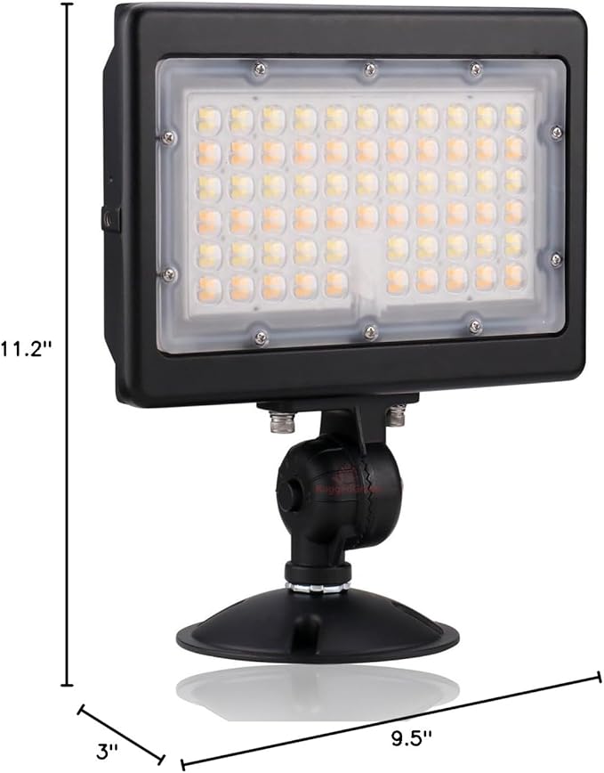 RuggedGrade 80W LED Flood Light | Kivo II Series | 11,600 Lumens | Color Selectable 3000K/4000K/5000K | 145 Lumens per Watt | Outdoor Waterproof Security Light | Round Surface Mount | DLC 5.1 Premium