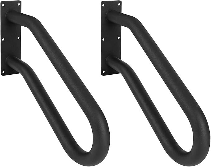 2 Pack Handrail for Outdoor Steps for 1-2 Step Stairs Wall Mount handrails U Shaped Handrail, Stair Rail with Black Powder Coat Finished, Suitable for Garden,Yard and Garage