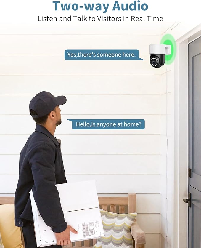 《130°Wide Angle & 2-Way Audio 》4K Outdoor Wired Security Camera System,360 Degrees Security PTZ IP Cameras,Surveillance Video Equipment, Surveillance DVR Kits