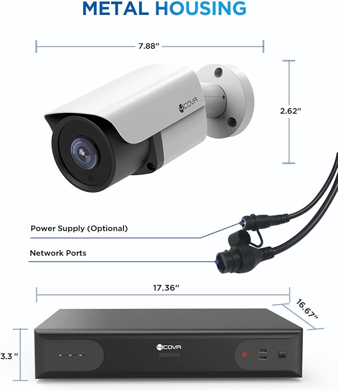 4COVR 64 Channel Security Camera System PoE 4K, AI Human/Vehicle Detection, UtraHD 8MP NVR 16TB HDD, 48Pcs 8MP Commercial Bullet IP Camera IP67 Night Vision, 24/7 Business Surveillance, LY37EX8M6448