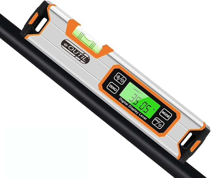 12-Inch Digital Torpedo Level and Protractor Aluminum Inclinometer Angle Finder with Backlight LED Display & V-Groove Magnetic Base, IP54 Dust/Water Resistant Smart Level(orange)