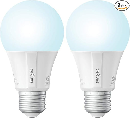 Sengled Zigbee Smart Light Bulbs, Smart Hub Required, Works with SmartThings and Echo with Built-in Hub, Voice Control with Alexa and Google Home, Daylight 60W Equivalent A19 Alexa Light Bulb, 2 Pack