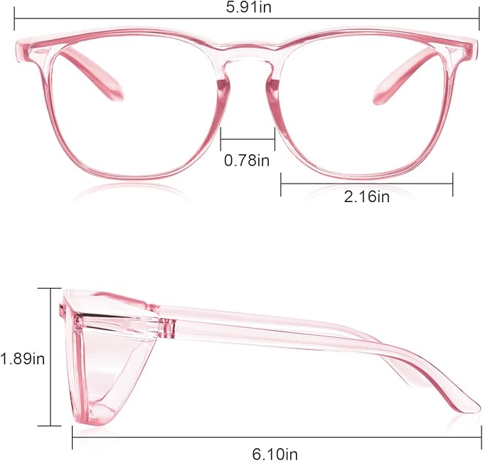LASMEX Stylish Safety Glasses Goggles for Women Girls Anti-fog Glasses Protective Eyewear Clear Glasses