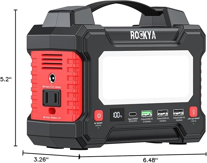 166.5Wh Portable Power Station 150W Laptop Charger,Lithium Battery Power Bank Solar Generator with AC outlet & Flashlight (SOS mode) for Home Emergency Outage,Office,Outdoor Camping,RV Travel.