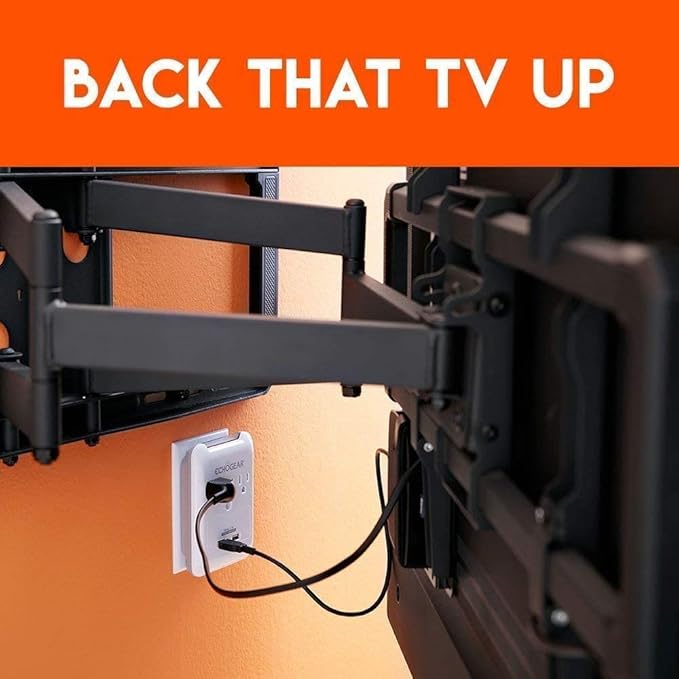 ECHOGEAR Outlet Extender Multiplug 2 Pack with 3 AC Outlets & 2 USB Ports – Low Profile Design Sits Just 1.1" from Wall - Protects Your Gear with 540 Joules of Surge Protection