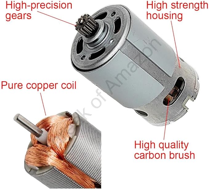 RS550 10.8V 11 Teeth (Φ8.8mm) Brushed Motor for Drill, 9.6-25V 9-15 Teeth 25000 RPM Motor for Rechargeable Screwdriver and DIY