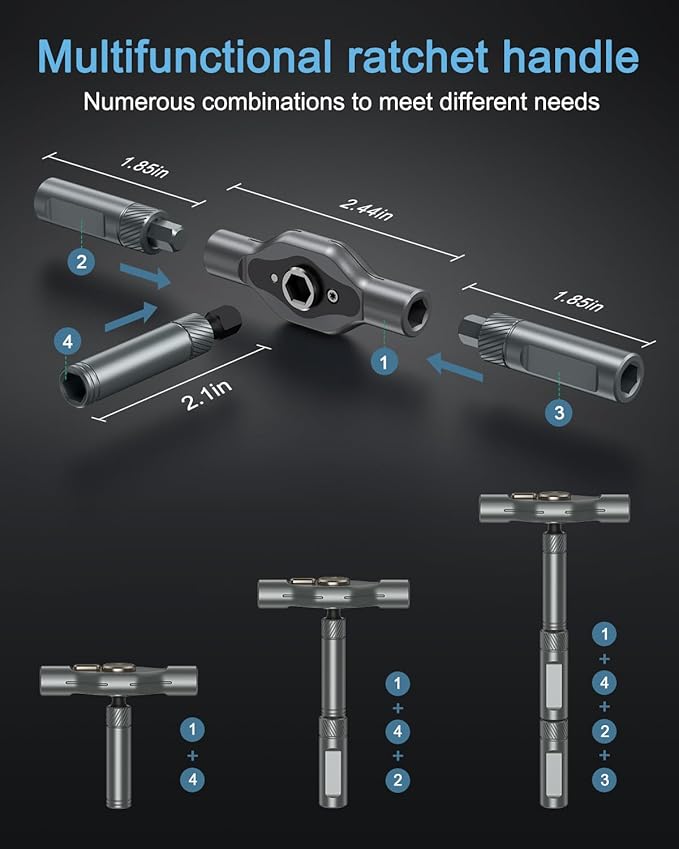 2025 New 34 in 1 Magnetic Screwdriver Set, DIY Ratchet Screwdriver Set with 32 PCS Bits, T Handle, Storage Case, Portable Repair Tool Kit for Men Furniture, Electronics, Computer, Bicycle