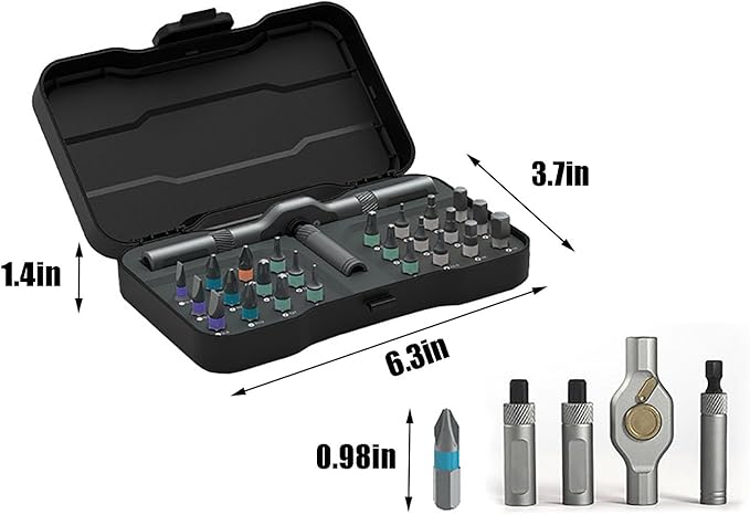 Cliprain Ratchet 24-in-1 Screwdriver Set, Clip Rain Screwdriver, 24 in 1 Magnetic Screwdriver Set, DIY Ratchet Screwdrivers Set, Magnetic DIY Precision Tool kit for PC Mobile Watch Bicycle (1 Set)