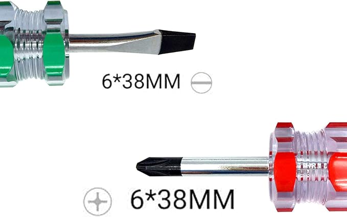 Buspoll Stubby Screwdriver – Compact Short Screwdriver for Tight Spaces, Durable Chrome-Plated Steel Construction, Easy to Use, Versatile Tool.