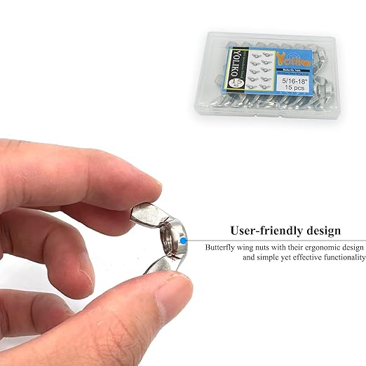 15 Pcs 5/16"-18 Wingnuts 304 Stainless Steel Wing Nuts Fasteners Parts Butterfly Nut, Hand Twist Tighten Hardware Nuts Butterfly Wing-Nut