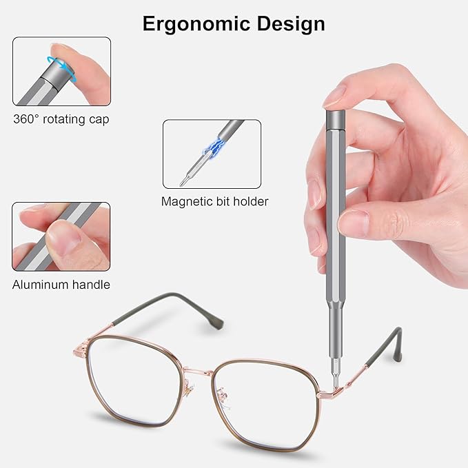 Precision Screwdriver Set, 25 in 1 Mini Magnetic Small Screwdriver Set Case for PC, Eyeglasses, Computer, Electronic, Watch Repair Kit with Phillips and Star Tiny Screw Driver