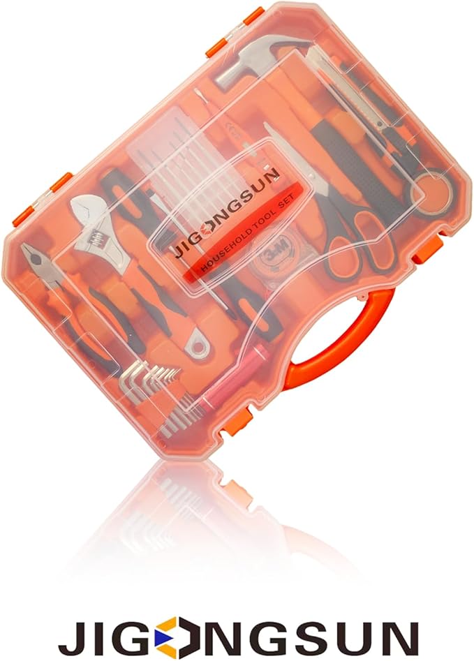 Basic Tool Kit, 68 Piece Household Tool Set, Small Tool Kit, Transparent Orange Pliers Set, and Tool Set, Suitable for Men's and Women's Tool Kits, As Home DIY, and As a Gift