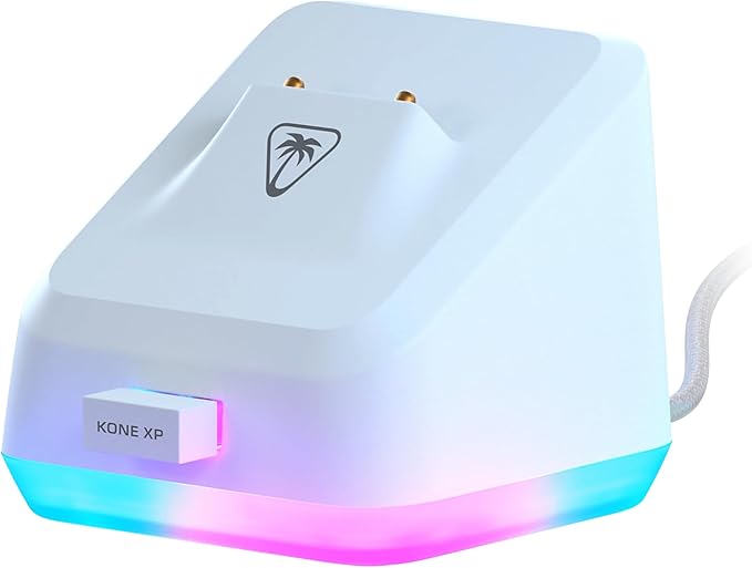 Turtle Beach Kone XP Air Wireless Customizable Ergonomic RGB Gaming Mouse, Bluetooth, 19K DPI Optical Sensor, 100-hour Battery & Charging Dock, 29 Programmable Inputs & RGB Lighting, 4D Wheel – White