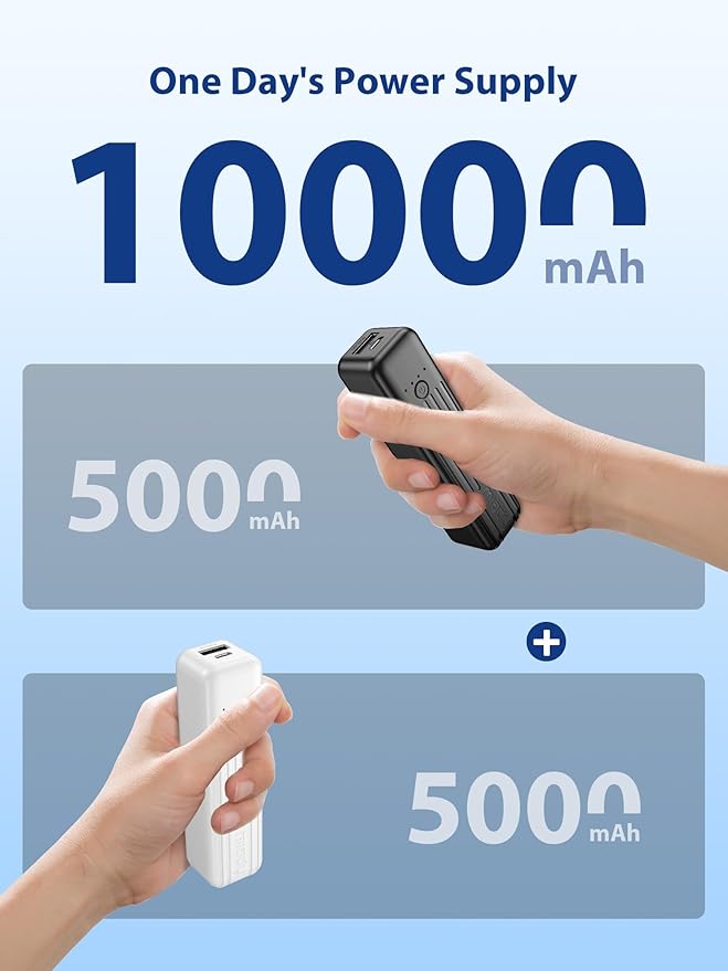 Miady 2-Pack Small Portable Charger, 5000mAh Mini Battery Pack 3.45oz Lightweight Power Bank 5V/2.4A Output & 5V/2A Input Compatible with iPhone, Galaxy, Android etc