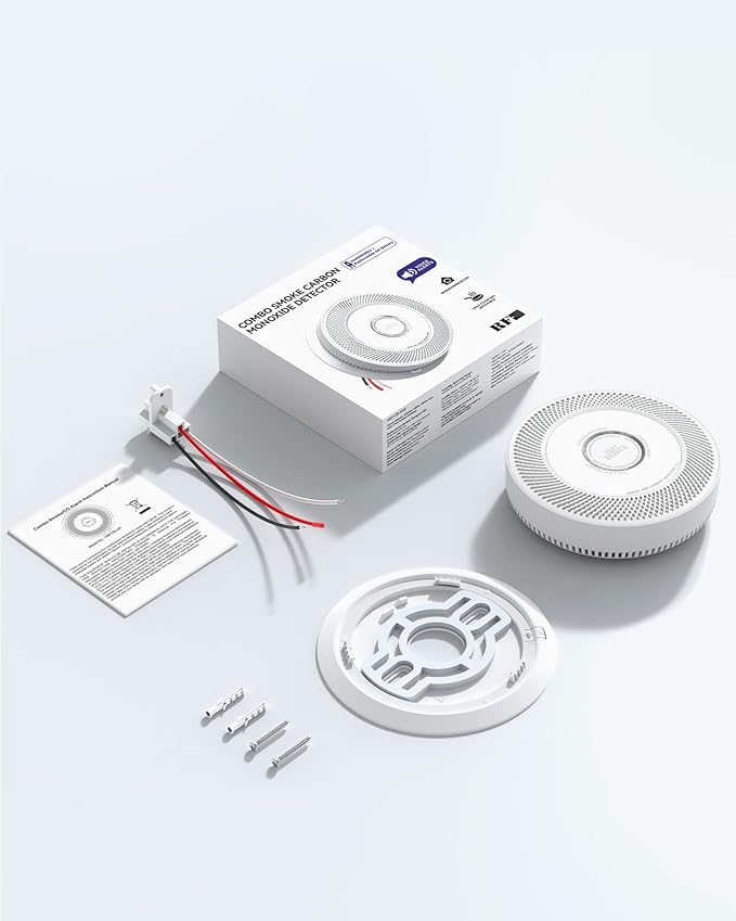 Ecoey Hardwired Smoke and Carbon Monoxide Detector, Hardwired Interconnected Fire Alarms Carbon Monoxide Alarms with Replaceable AA Battery Backup, 2-in-1 Smoke and CO Detector, A8612B-6AR, 5 Packs