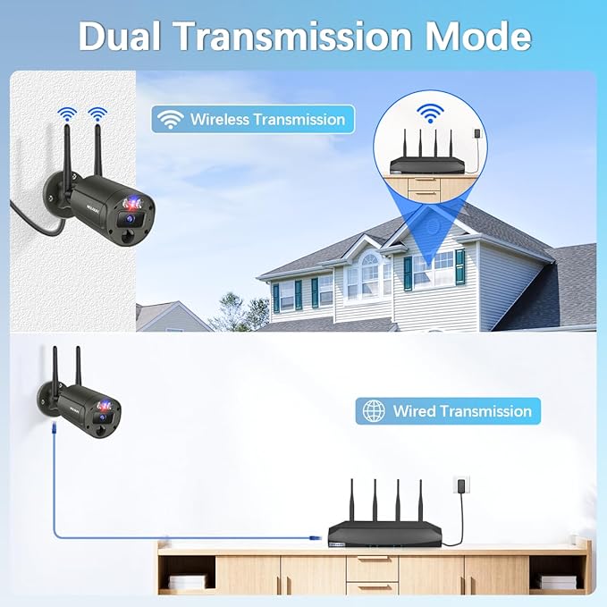 【Flashing LEDs Visual Alert】 Outdoor Wireless Security Camera System, Wireless Cameras for Home Security, WiFi Video Surveillance, NVR Surveillance Camera System