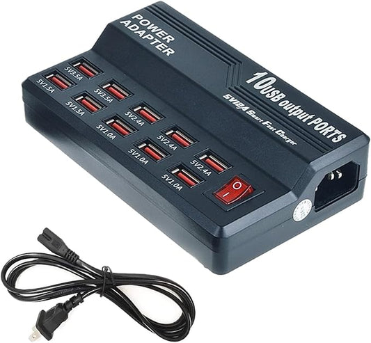 MaxLax USB Charging Station,10 Port 60W Multiple USB Charger Station,Multi Ports Charger Charging for Smartphones,Tablets,and Many Devices.