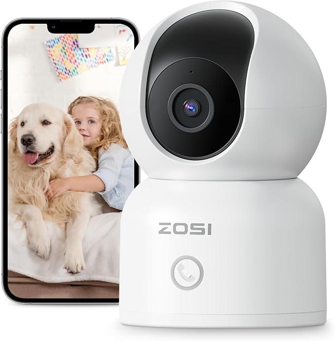ZOSI C518 4MP Indoor Pan/Tilt Smart Home Security Camera for Pet Dog Baby Monitor,2.4G/5G Dual-Band Plug-in WiFi Cam,Auto-Tracking,Night Vision,Human Detection,2 Way Audio,Cloud&Memory Card Storage
