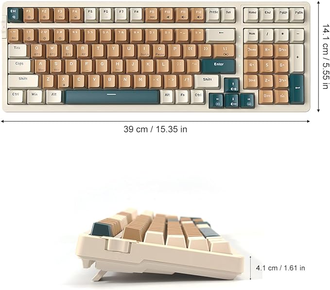 Wireless Mechanical Keyboard, Triple Mode 2.4G/USB-C/BT Gaming Keyboards 100 Keys Backlit Red Switch Keyboard | Rechargeable Mechanical Gaming Keyboards (Brown Combo Red Switch)