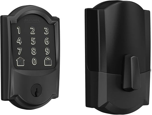 Schlage Encode Smart WiFi Deadbolt Lock for Front Door - Keyless Entry with App or Touchscreen - Works with Alexa, Hey Google, & Airbnb - Create Codes for Guests - Matte Black