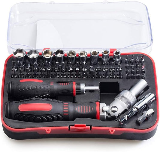 61 in 1 Magnetic Screwdriver Set, DIY Ratchet Screwdriver Set, Multi Bit Magnetic Drive Set with Detachable Ratchet Handle, Portable Compact Repair Tool Kit