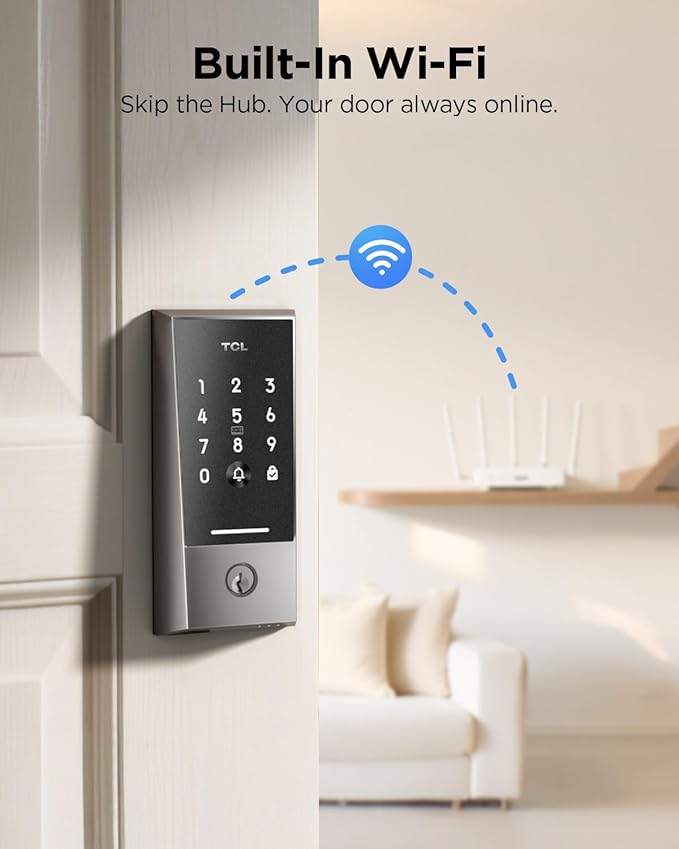 TCL D2 Smart Lock with Built-in Doorbell & WiFi: The Ultimate 2-in-1 Keyless Entry Door Lock for Your Home, APP Remote Control, Compatiable with Alexa&Google Assistant, No Bridge Required