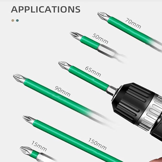 Strong Magnetic Durability Screwdriver Drill Bit Set, Magnetic Screwdriver Bit Set, Electric Precision Screwdriver Set, 25 50 65 70 90 150mm, Multipack Household Tool (6 pcs/1 set)