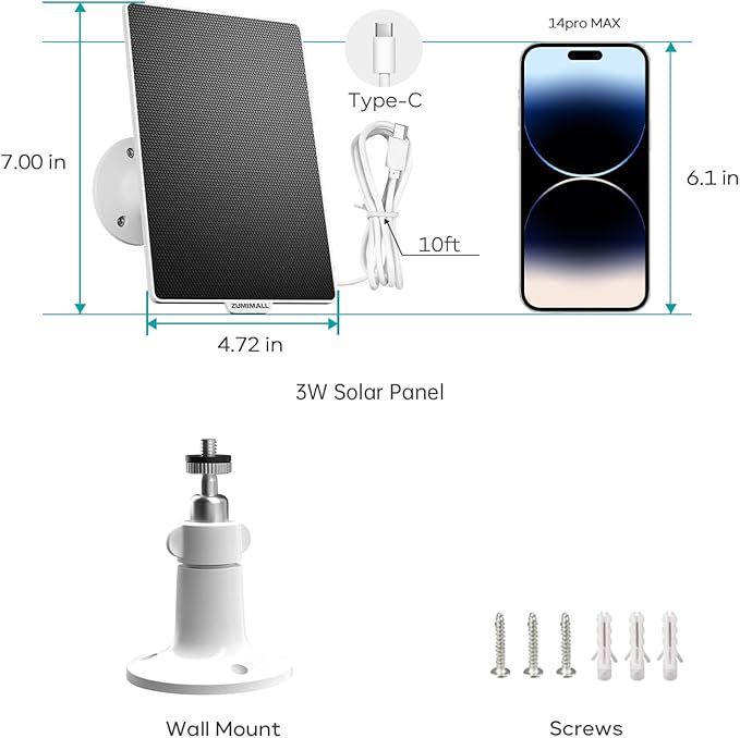 ZUMIMALL Security Cameras Wireless Outdoor - 2 Packs, 360°View Outdoor Camera Wireless Solar Powered,2.4G WiFi, Spotlight/Siren//3MP Color Night Vision/AI Detection/IP66/Cloud/Alert, Work with Alexa