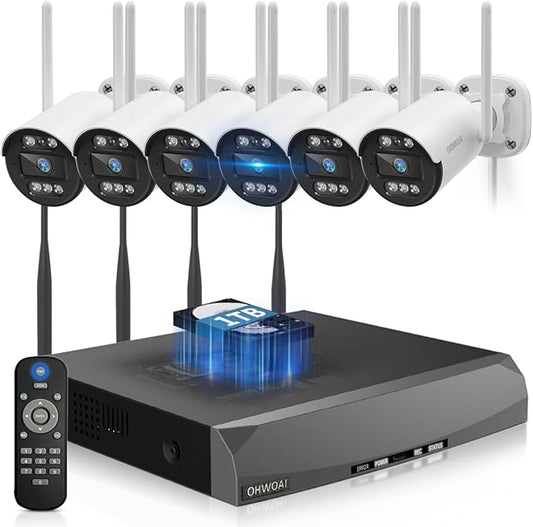 《𝟭𝟯𝟬°𝗪𝗶𝗱𝗲 𝗔𝗻𝗴𝗹𝗲 & 𝟮-𝗪𝗮𝘆 𝗔𝘂𝗱𝗶𝗼》Wireless Security Camera System Outdoor, WiFi Cameras for Home Security,Video Surveillance Systems