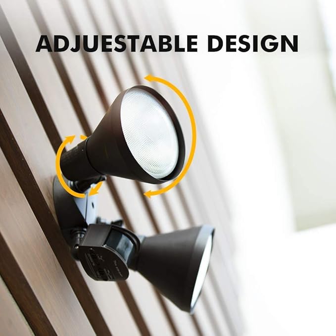 LUTEC 1800LM LED Motion Sensor Light Outdoor, Dual-Head Security Light, 3000K, Waterproof Exterior Flood Light for Patio, Garden, Yard, Bronze (2 Bulbs Included)