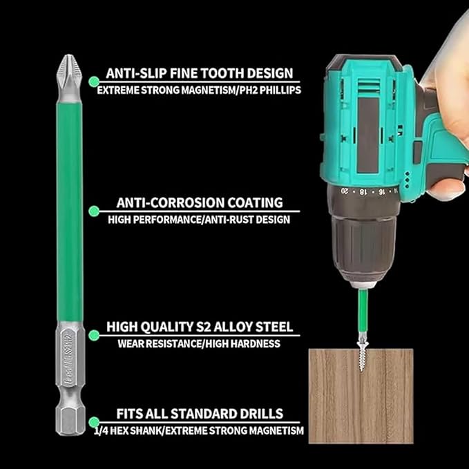 Strong Magnetic Durability Screwdriver Drill Bit Set, Magnetic Screwdriver Bit Set, Electric Precision Screwdriver Set, 25 50 65 70 90 150mm, Multipack Household Tool (6 pcs/1 set)