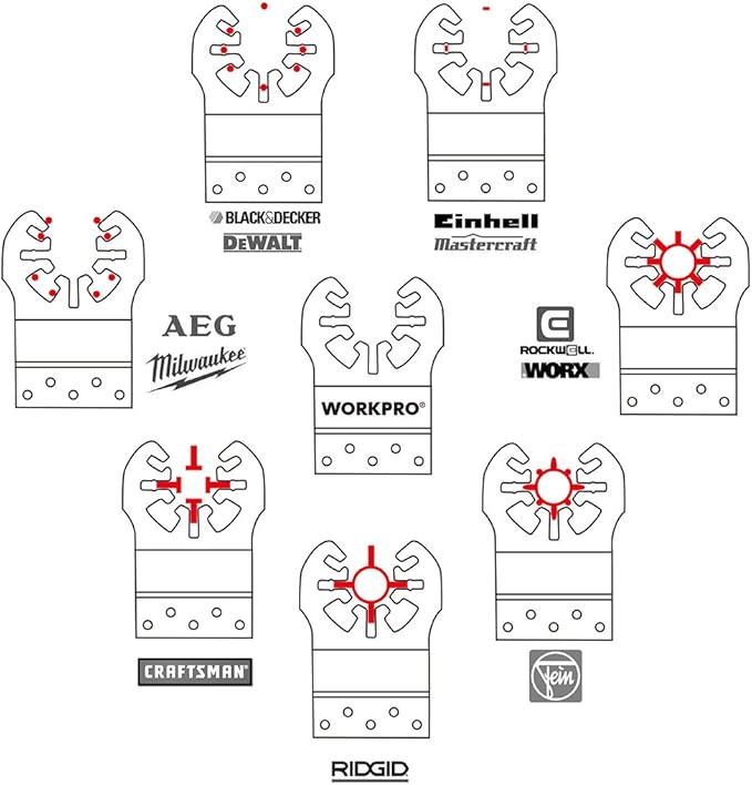 WORKPRO 25-piece Oscillating Multitool Accessories, Quick Release Oscillating Saw Blades to Cut Wood Metal Plastic, Fit Dewalt Worx Milwaukee Black&Decker Rockwell Makita Fein Craftsman