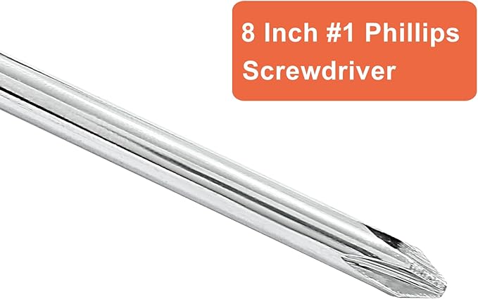 Piutouyar 8 Inch Phillips Screwdriver, Extra Long Shaft Cross Head Screwdriver #1 Magnetic Tip Screwdrivers Long Screwdriver for Repair Home Improvement, Red